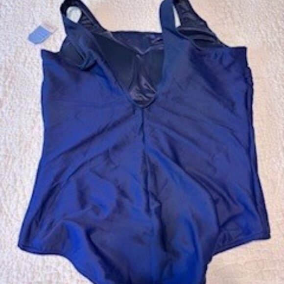 Land's End Navy Tugless Low Leg Ribbed One Piece Swimsuit NWT Size 24W - Picture 4 of 6